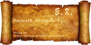 Bentsik Kristóf névjegykártya